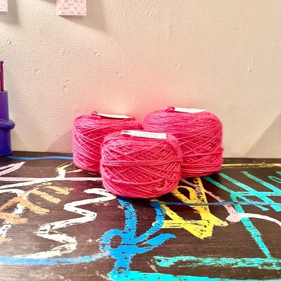 3 Skeins Caron Simply Soft Brites Yarn - Watermelon Pink - Picture 2 of 4